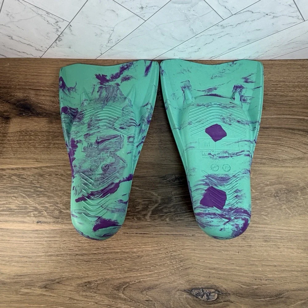 Speedo Kids Youth Swim Fins Size 1-2 Medium Training Flippers Teal Purple